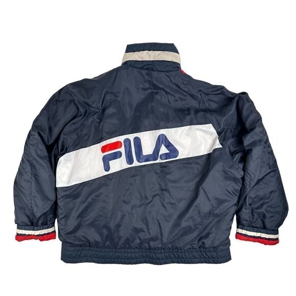 Vintage FILA Full Zip Bomber Jacket L/XL Reversible 90s - Picture 6 of 8